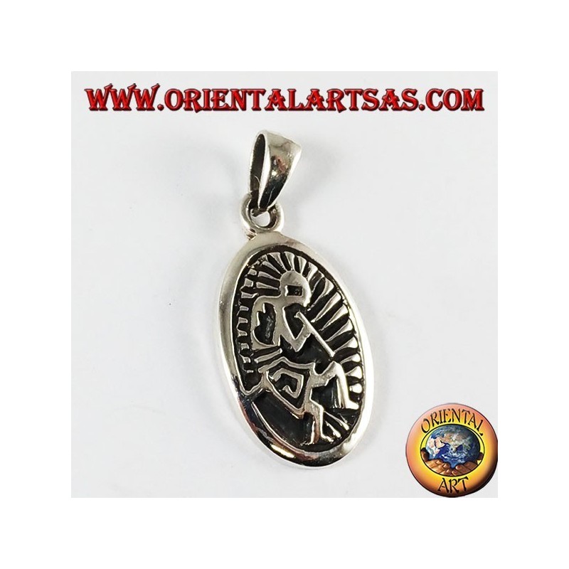 kokopelli pendant in silver