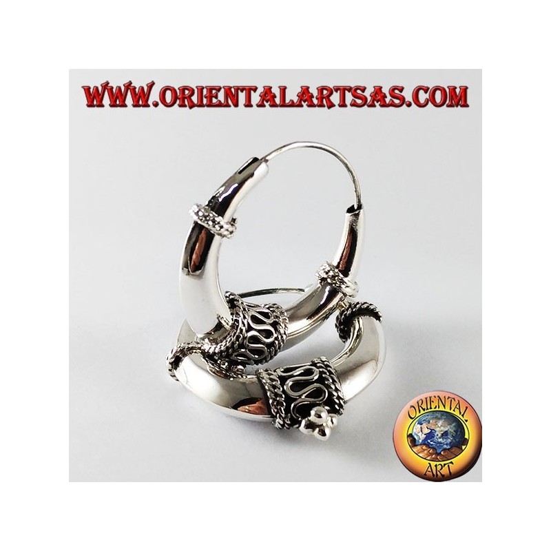 Orecchini Cerchio Pirata Mezzaluna Argento 925 Medi - Gioiello Etnico Oriental Art