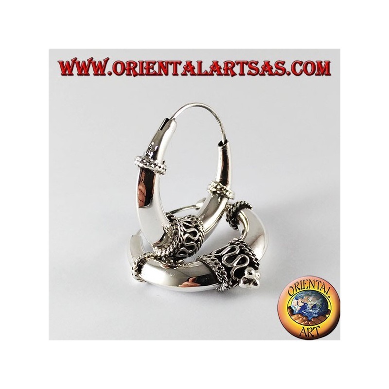 Silber-Ohrringe Medium verziert sichel Kreis