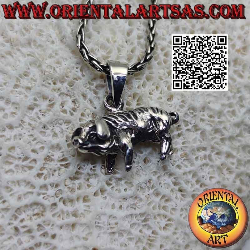 Colgante de plata en forma de cerdo (tridimensional)