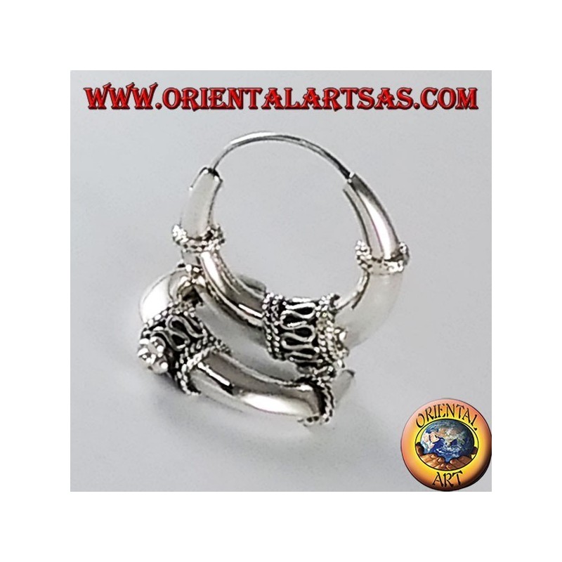 Silber-Ohrringe Medium verziert sichel Kreis