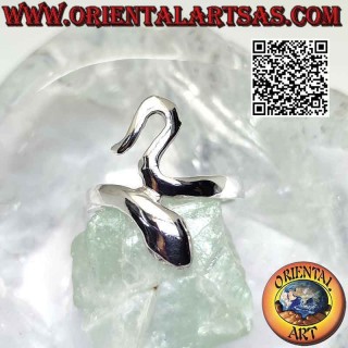 Bague en argent en forme de serpent lisse en mouvement sinueux (un tour)