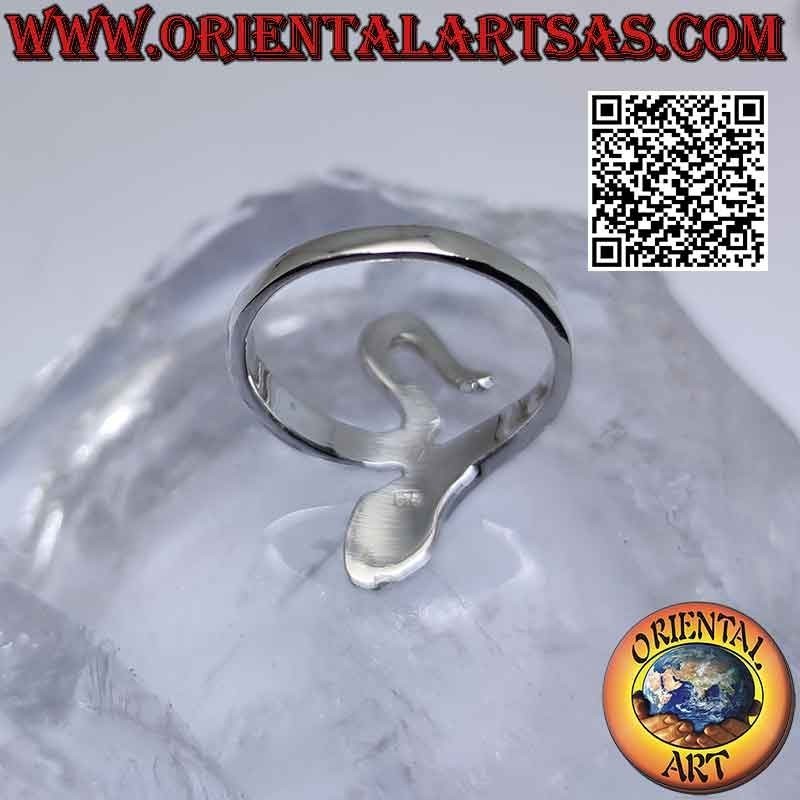 Bague en argent en forme de serpent lisse en mouvement sinueux (un tour)