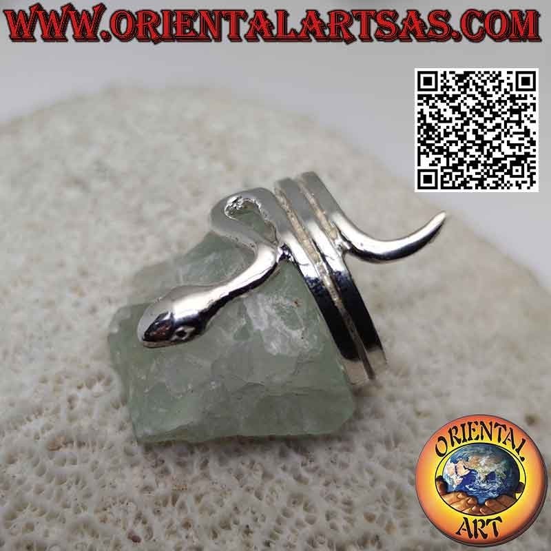 Anillo de plata con forma de serpiente lisa en movimiento sinuoso (tres vueltas)