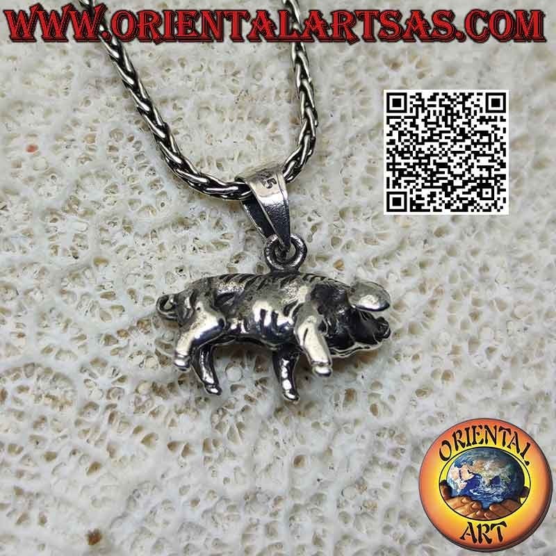 Colgante de plata en forma de cerdo (tridimensional)