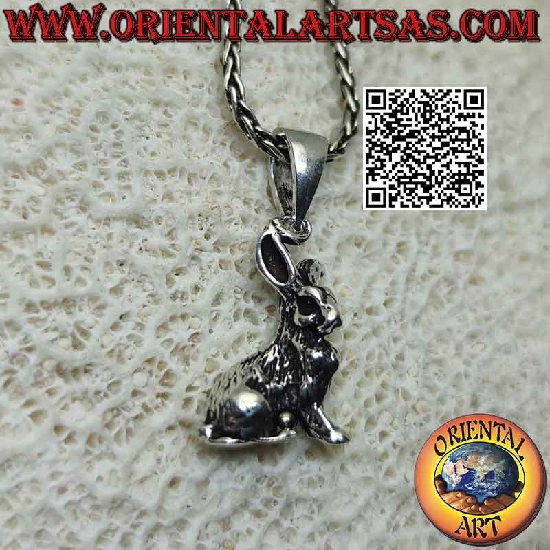 Pendentif en argent en forme de lapin de profil