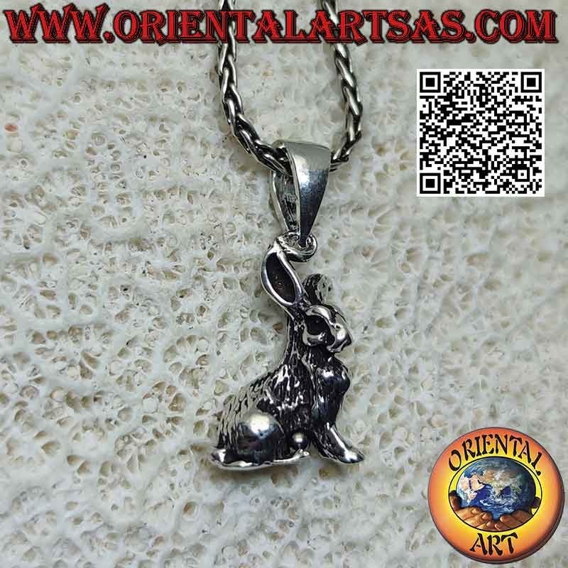 Silver pendant in the shape of a rabbit in profile