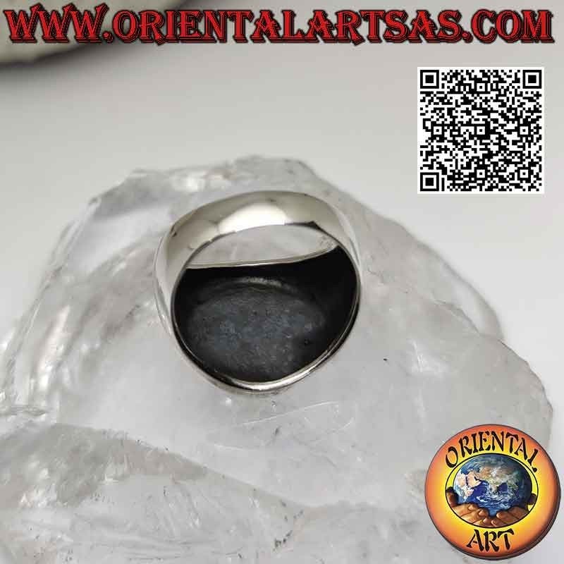 Smooth silver ring with seal or medal of Saint Benedict of Nursia