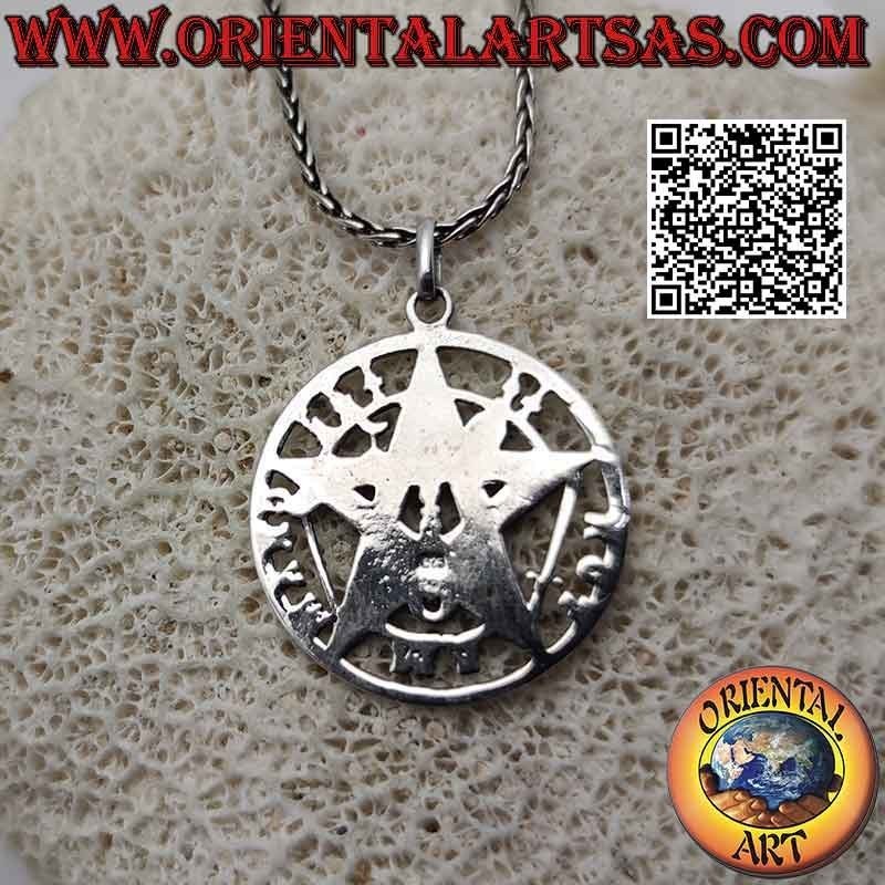 Tetragrammaton silver pendant (Microcosmic Star or Talisman with Pentagram) large