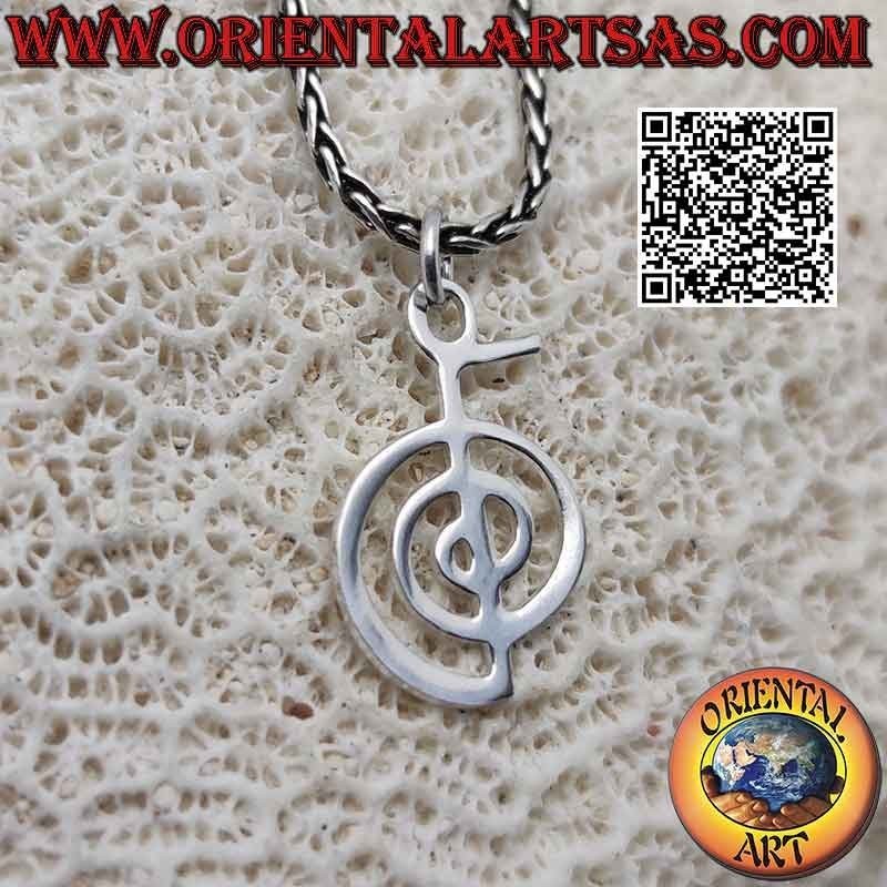 Pendentif en argent, Cho Ku Rei (premier symbole du système Reiki d'Usui, symbole de pouvoir) petit