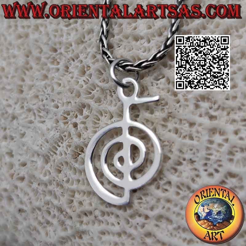 Pendentif en argent, Cho Ku Rei (premier symbole du système Reiki d'Usui, symbole de pouvoir) petit