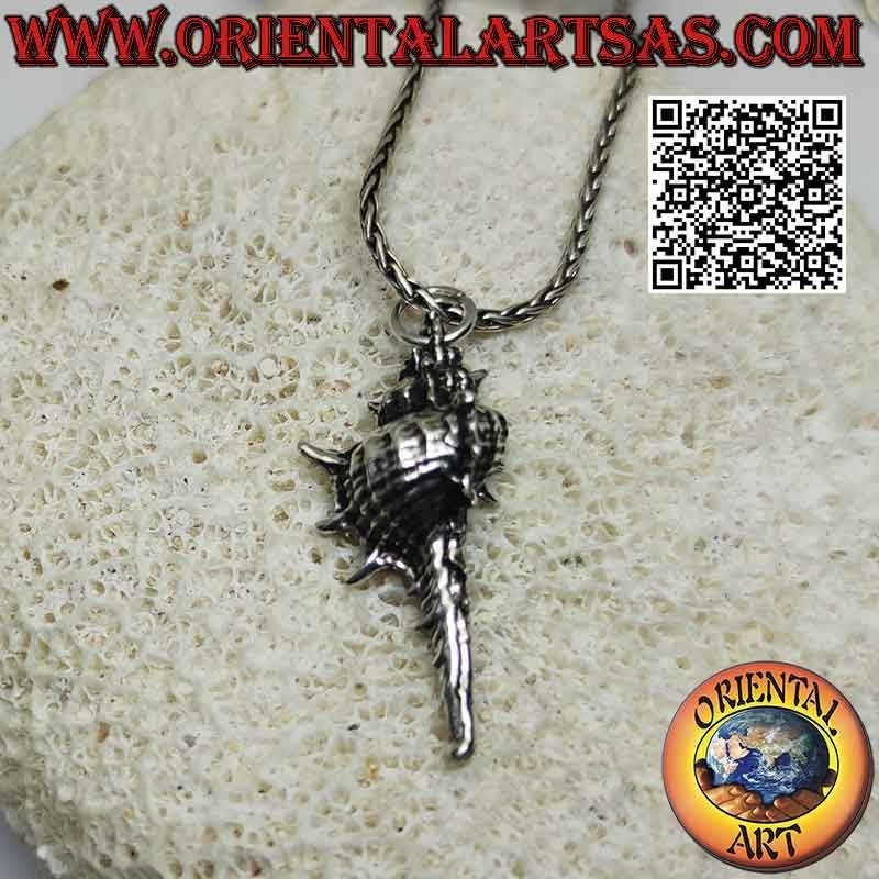 Pendentif en argent en forme de coquillage le tofa (instrument de musique et symbole de fertilité)