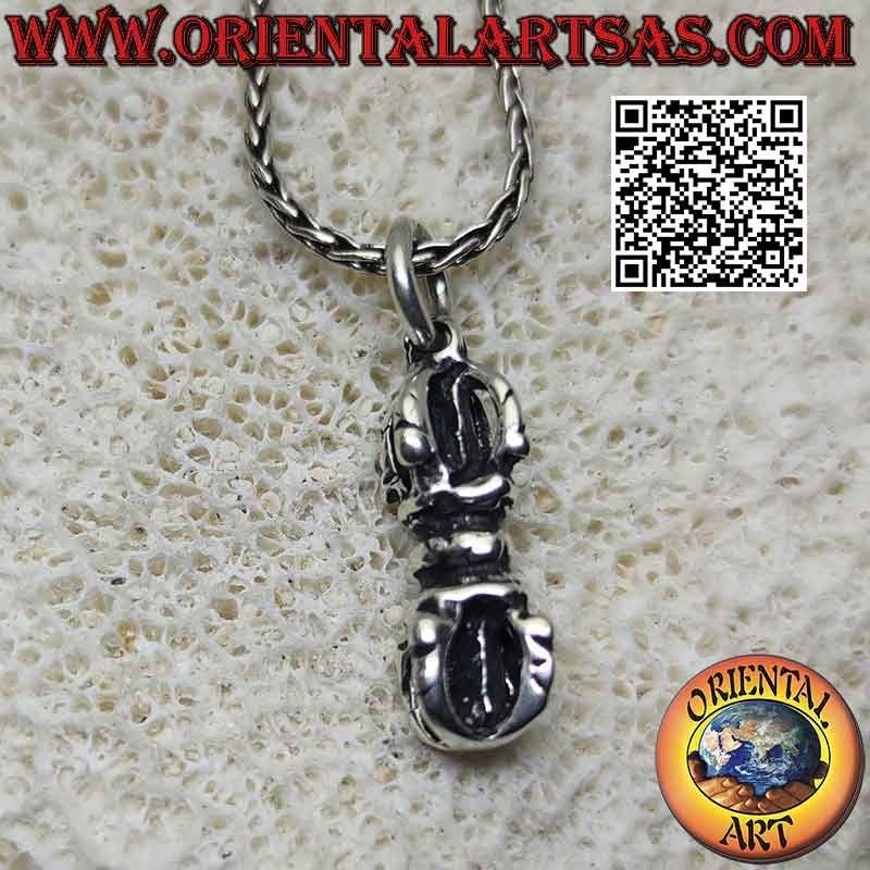 Ciondolo in argento a forma di vajra o dorje tibetano (spesso)