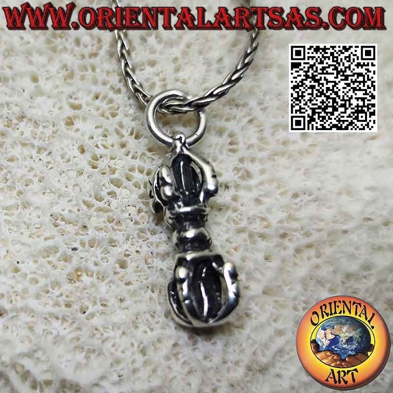Pendentif en argent en forme de vajra ou dorje tibétain (épais)
