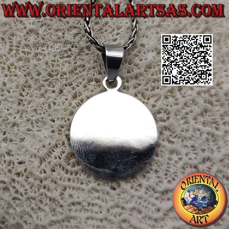 Colgante de plata, medalla redonda con rosa de los vientos grabada (brújula)