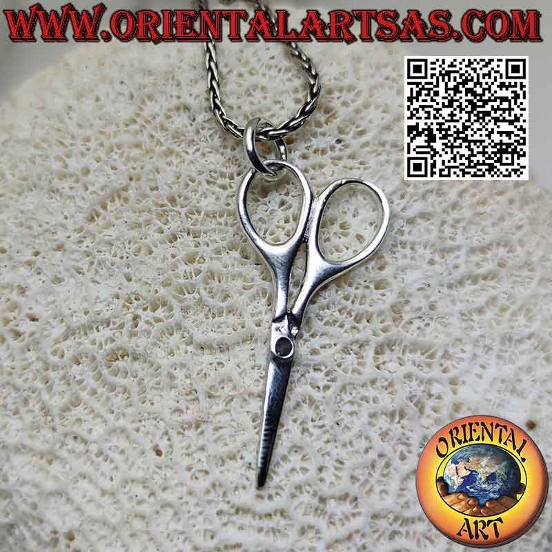 Smooth silver scissors pendant (large)