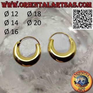 Boucles d'oreilles argent, créoles croissant lisse plaqué or 14mm à 20mm (classiques)