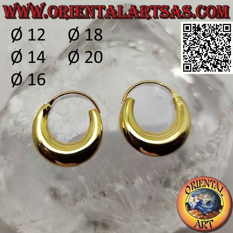 Silberohrringe, 14 mm bis 20 mm vergoldete glatte halbmondförmige Creolen (klassisch)