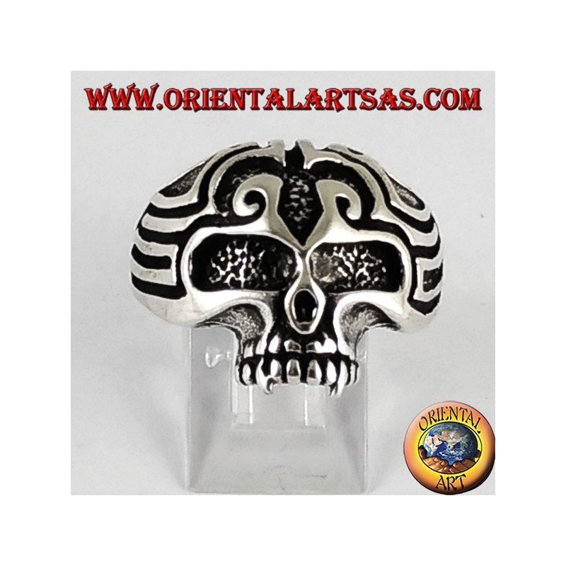 Bague en argent crâne Maori