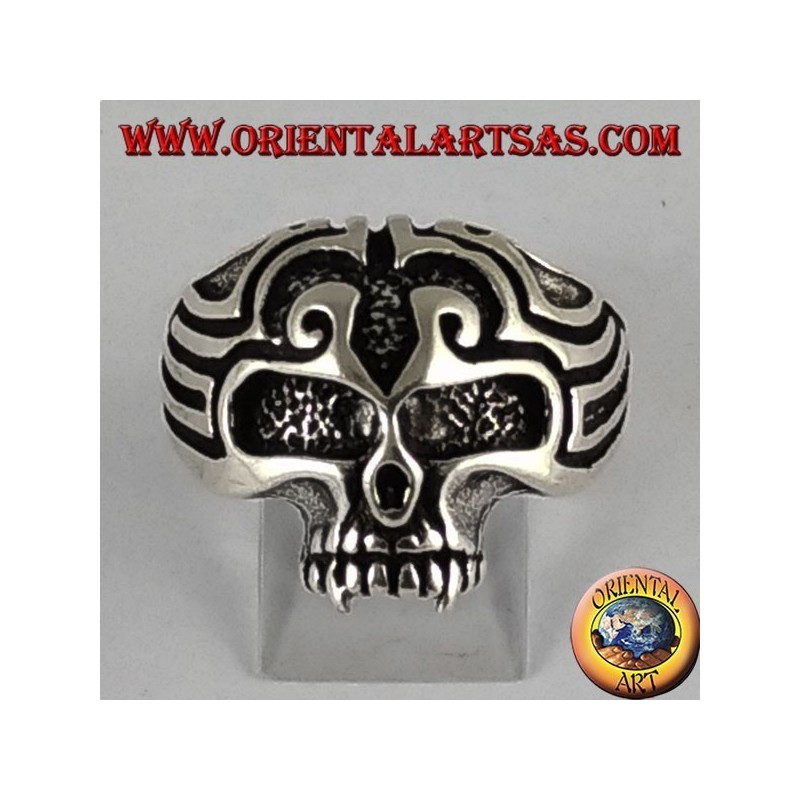 Silberring Schädel Maori