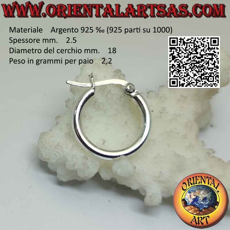 Silver earrings, simple smooth 2.5mm thick circles (lever)