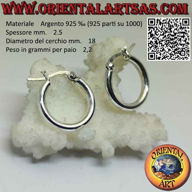 Boucles d'oreilles en argent, simples cercles lisses de 2,5 mm d'épaisseur (levier)