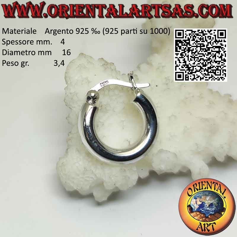 Pendientes de plata, círculos lisos lisos de 4 mm de grosor (palanca)