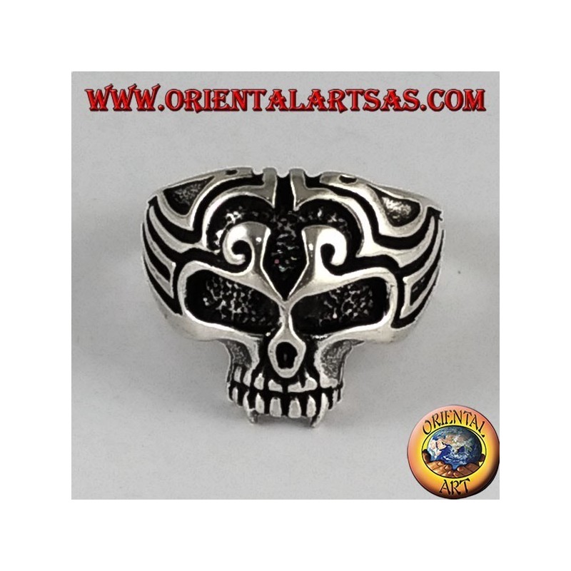 Bague en argent crâne Maori