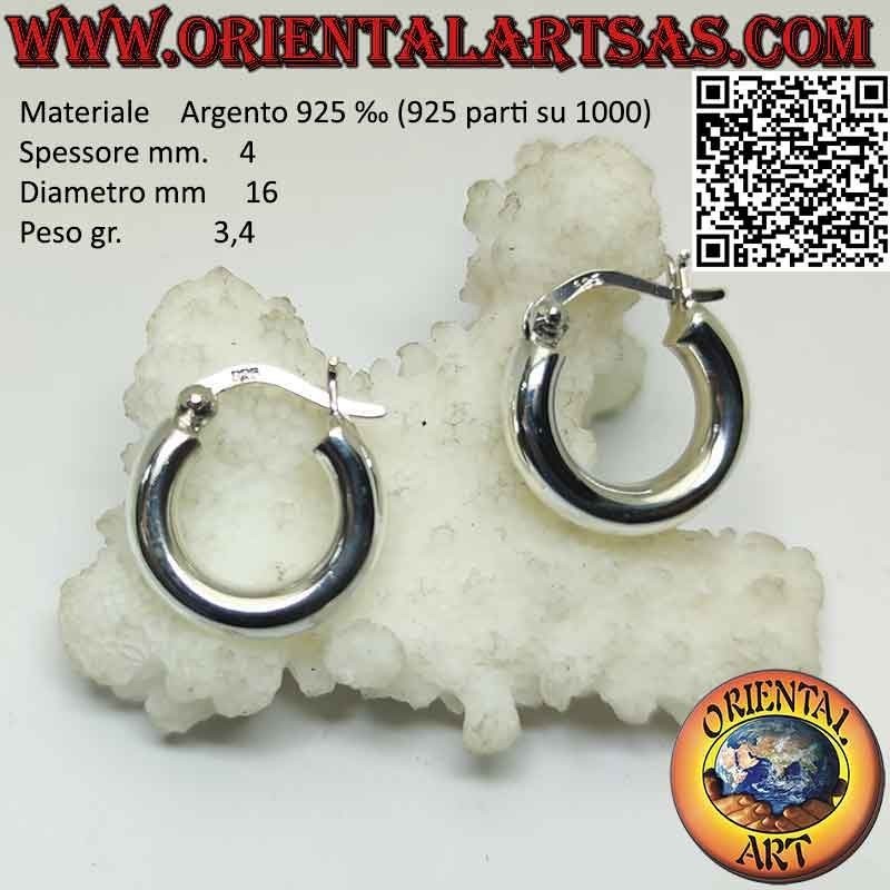 Boucles d'oreilles en argent, cercles lisses unis de 4 mm d'épaisseur (levier)