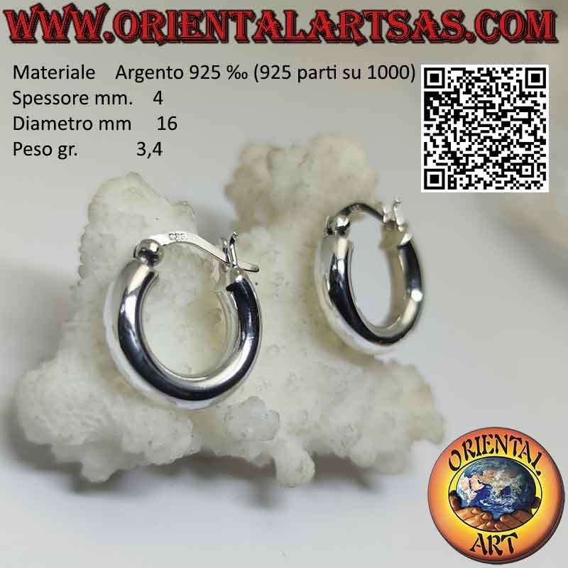 Boucles d'oreilles en argent, cercles lisses unis de 4 mm d'épaisseur (levier)