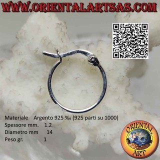 Silver earrings, 1.2mm thick simple smooth circles (lever)