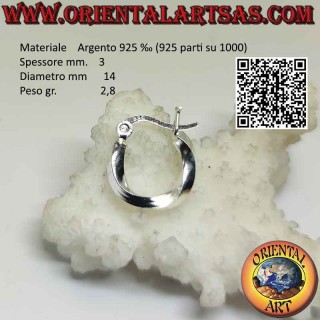 Silberne Ohrringe, glatt gedrehte 3 mm dicke Kreise (Hebel)