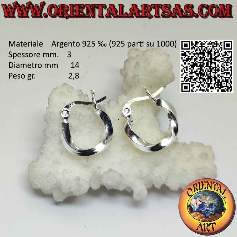Silver earrings, smooth twisted 3mm thick circles (lever)