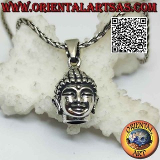 Pendentif en argent en forme de tête de Bouddha rayonnante (grand)