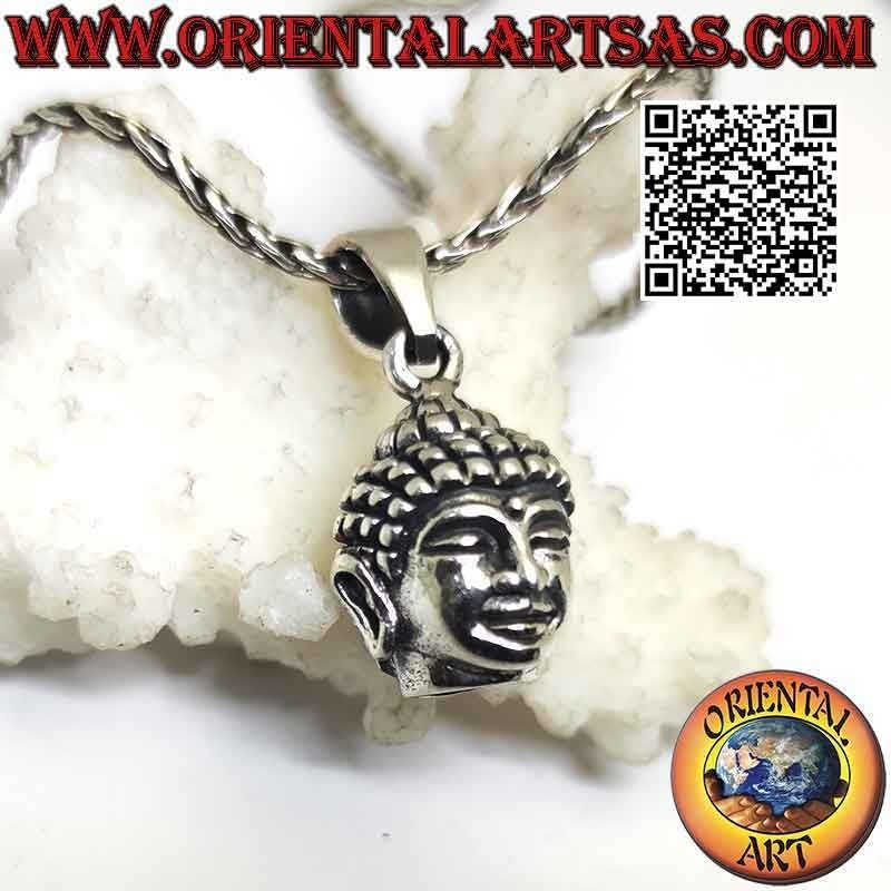 Silver pendant in the shape of a radiant Buddha head (large)