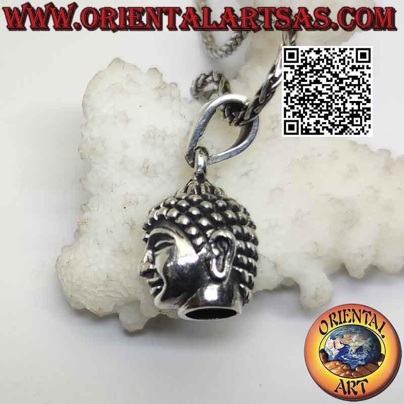 Colgante de plata en forma de cabeza de Buda radiante (grande)