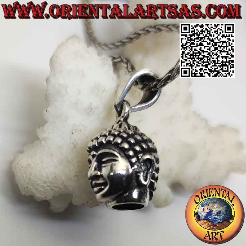 Ciondolo in argento a forma di testa di Buddha raggiante (grande)