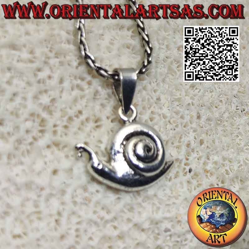 Colgante de plata lisa con forma de caracol o caracol de perfil