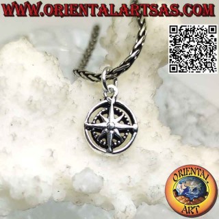 "Essential" double-sided wind rose silver pendant (small)
