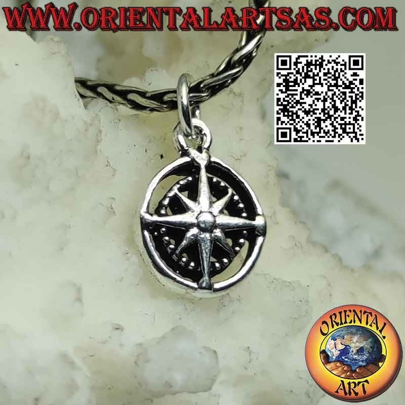 Pendentif argent rose des vents double face "Essential" (petit)