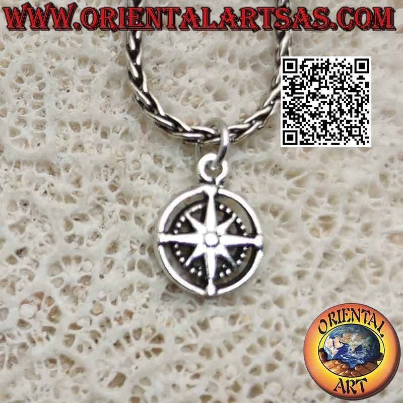 "Essential" double-sided wind rose silver pendant (small)