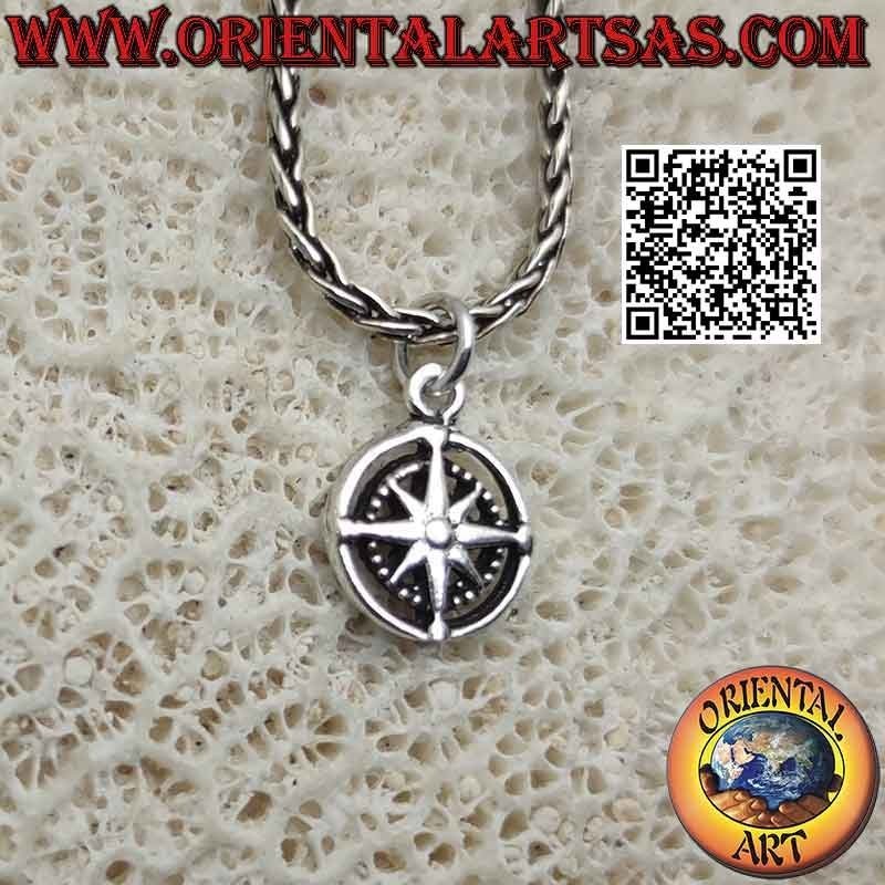 "Essential" double-sided wind rose silver pendant (small)