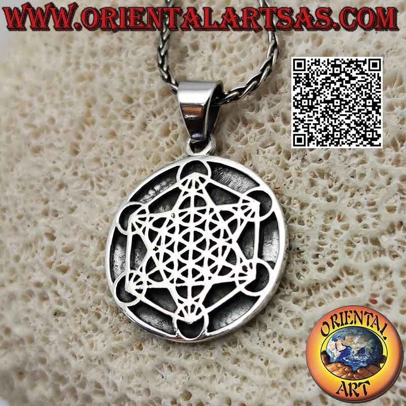 Silberanhänger, Metatrons Würfel im Flachrelief (Symbol des Erzengels Metatron oder des Erzengels des Lebens)