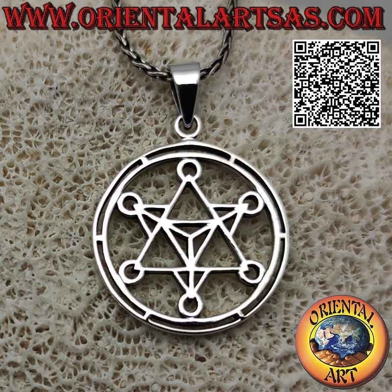 Silver pendant, the openwork Metatron's cube (symbol of the Archangel Metatron or the Archangel of life)