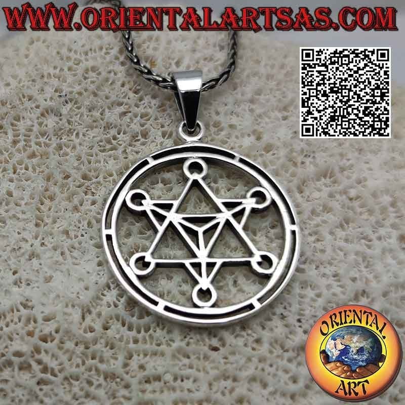 Colgante de plata, el cubo de Metatron calado (símbolo del Arcángel Metatron o Arcángel de la vida)