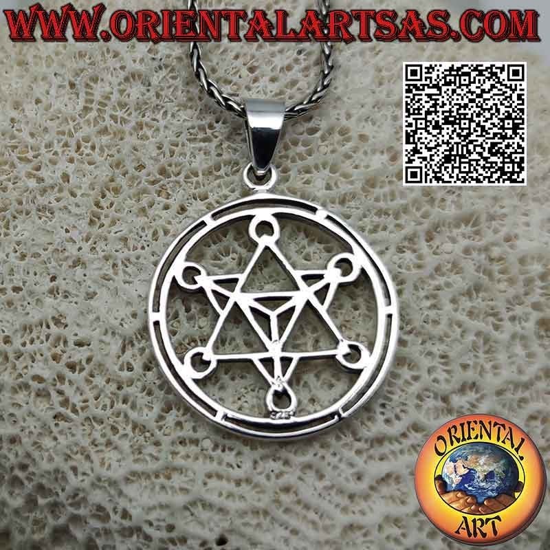 Colgante de plata, el cubo de Metatron calado (símbolo del Arcángel Metatron o Arcángel de la vida)