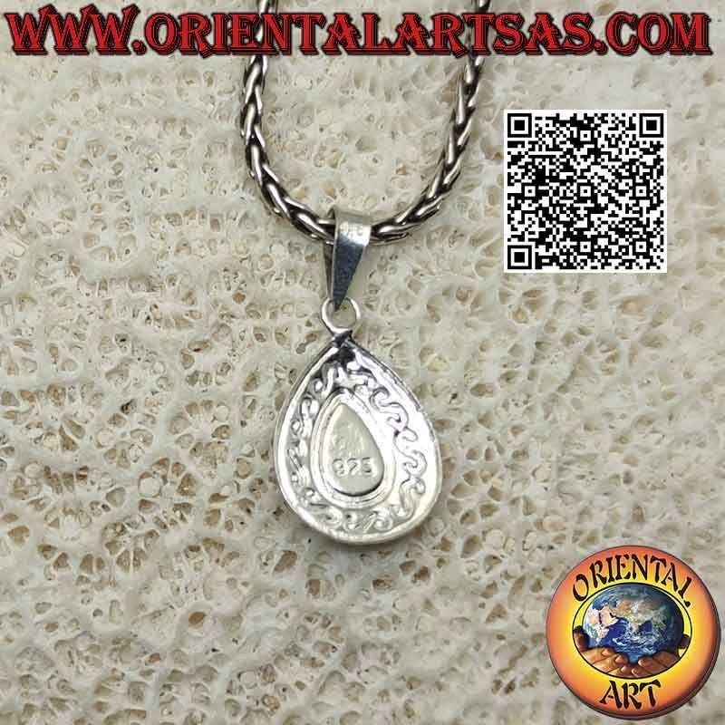 Silberanhänger mit Cabochon-Abalone-Tropfen und "S" oder griechischer Reliefdekoration