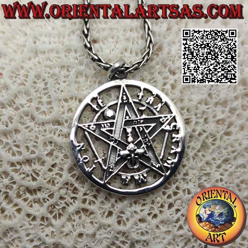 Medium Tetragrammaton silver pendant (Microcosmic Star or Talisman with Pentagram)
