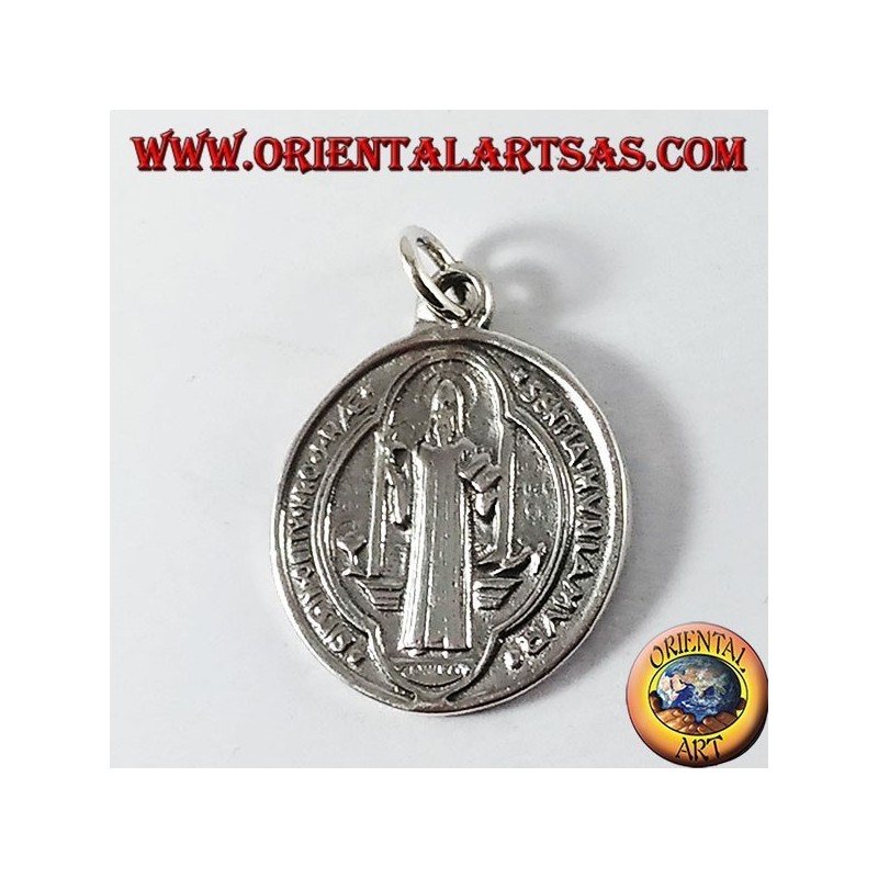 Silber Anhänger Saint Benedict Medaille