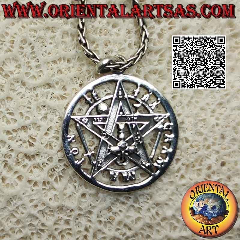Colgante de plata Tetragrámaton mediano (Estrella Microcósmica o Talismán con Pentagrama)